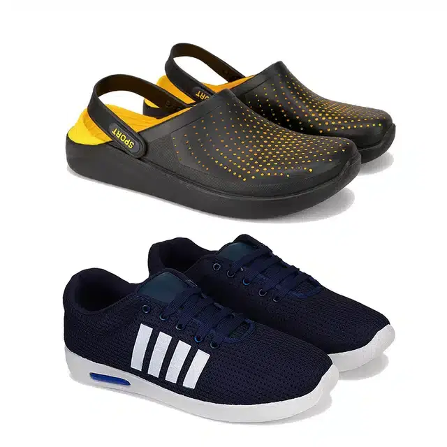 Combo of Clogs and Sports Shoes for Men, Pack of 2 (Multicolor, 9)