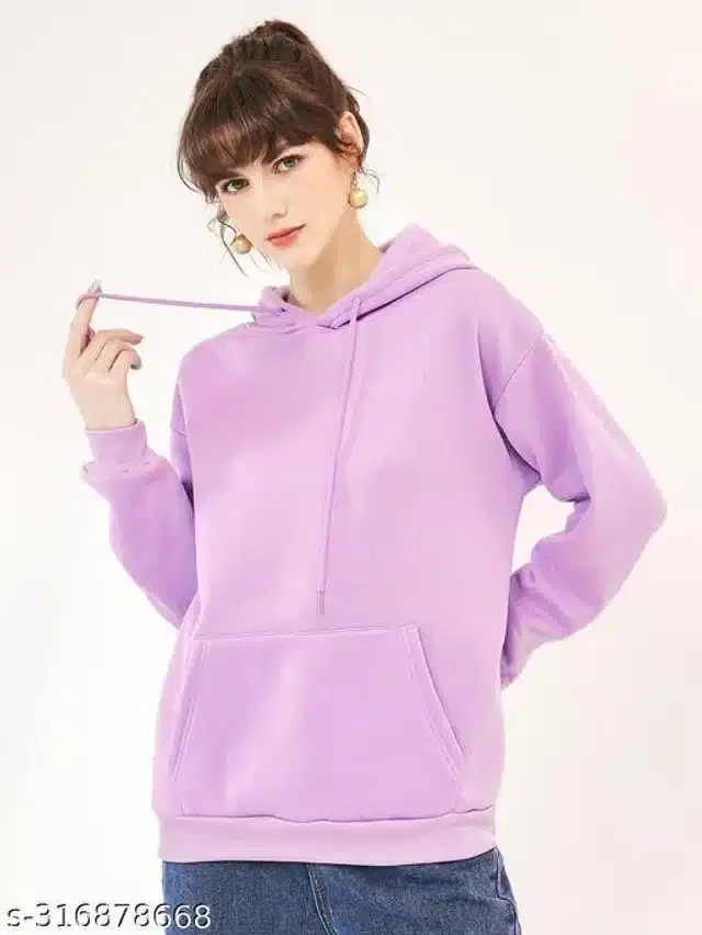 Full Sleeves Hooded Sweatshirt for Women (Lavender, S)