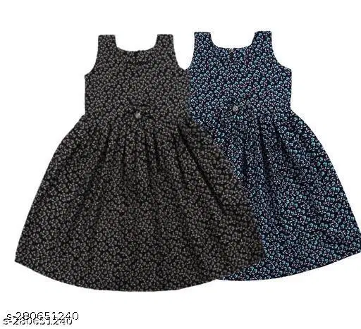 Pack of 2 Frocks for Girls (Black, 6-7 Years)