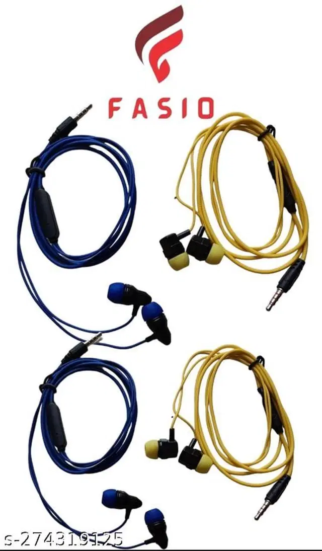 Premium 3.5 mm Jack Wired Earphones, Multicolor, Pack of 4