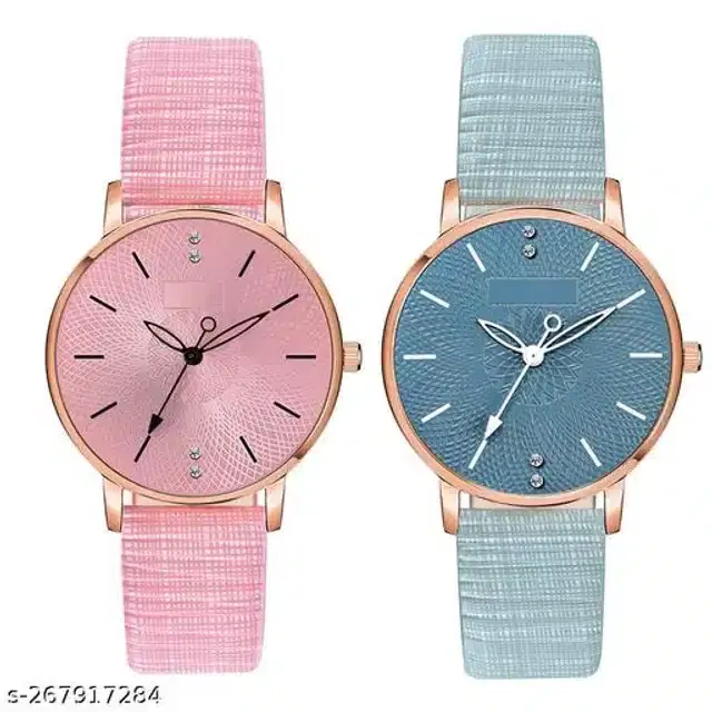 Analog Watch for Women, Pack of 2 (Multicolor)