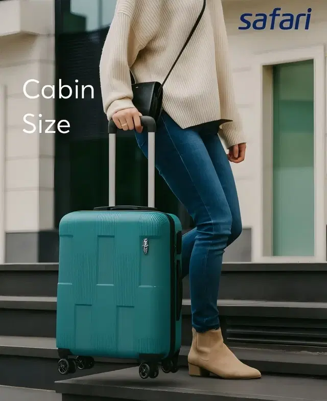 Safari Club 8 Wheels Small Cabin Size Trolley Bag  Polyproplyene Spinner Luggage, 55Cm, (Teal Green, Pack of 1)