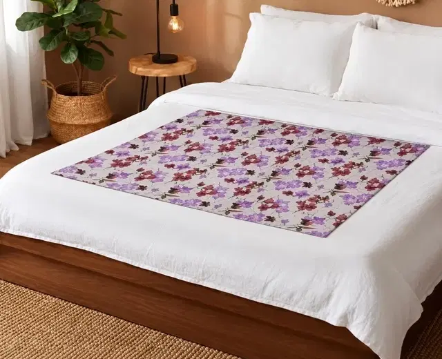 Waterproof Bed Server/Food Mat Lavender/Brown Leaf