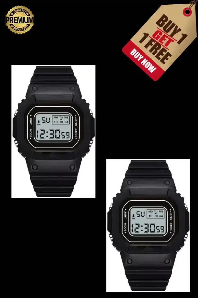 Digital Watch for Kids, Pack of 2 (Black)
