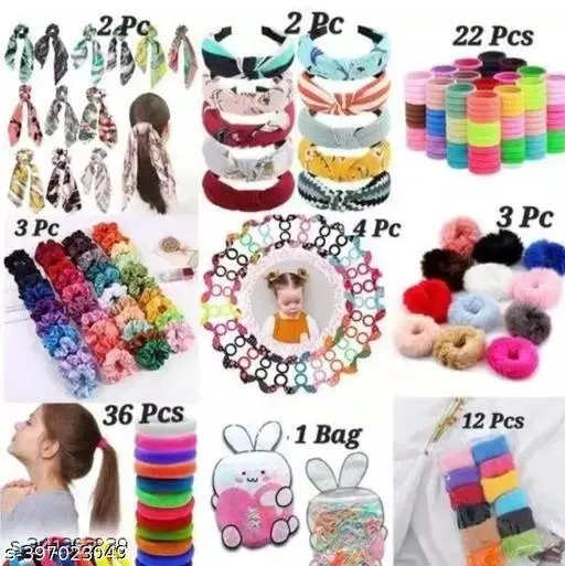 85 Pieces Jumbo Scrunchies and Head Bands Combo for Women (Multicolor)