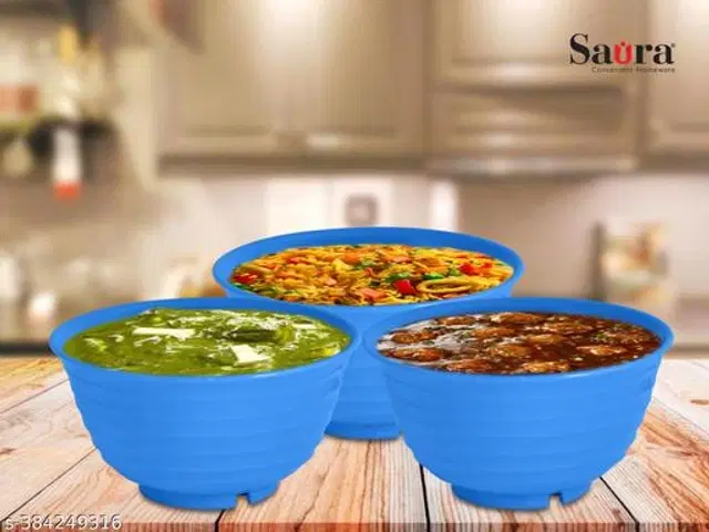 Plastic Bowls, Multicolor, 300 ml, Pack of 3