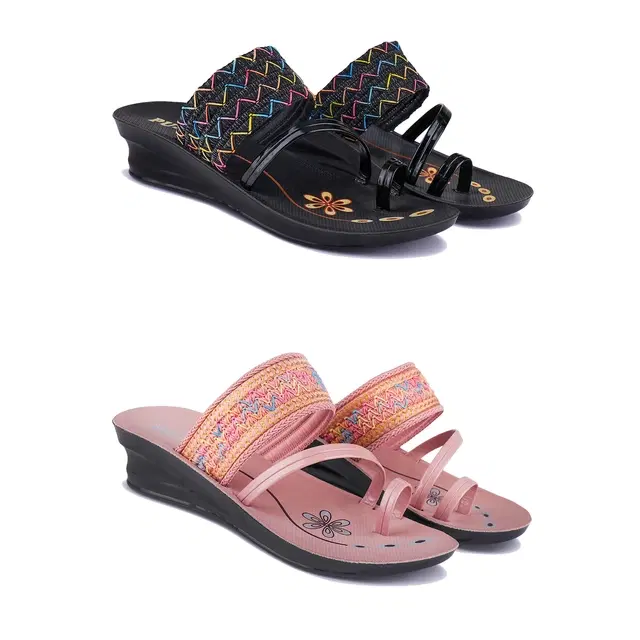 Heels for Women, Set of 2 (Multicolor, 5)