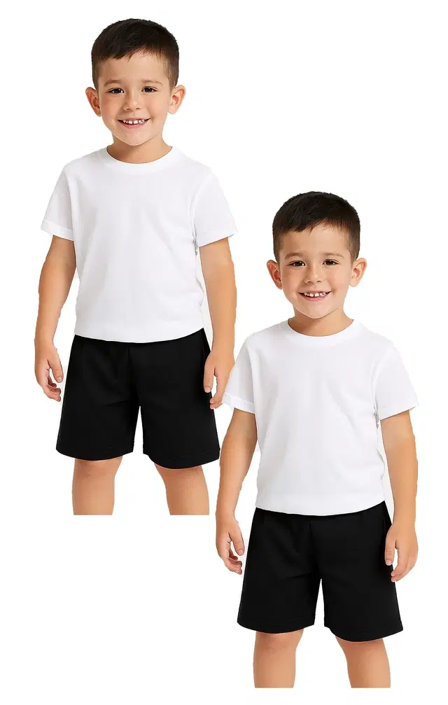 Cotton Shorts for Boys, White, Pack of 2 (6-12 Months)