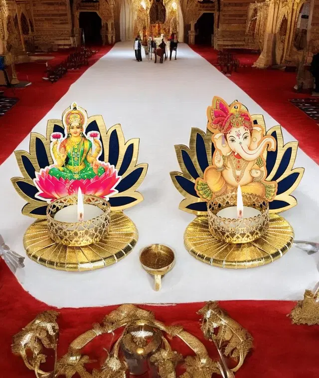 Metal Designer Tealight Candle Holder, Blue, 10x8x9 cm, Pack of 2