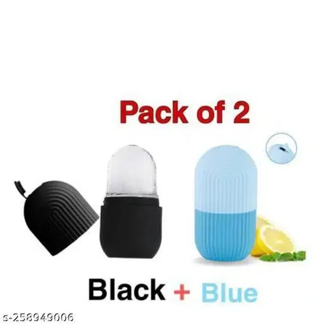 Silicone Ice Face Roller, Black & Blue, Pack of 2