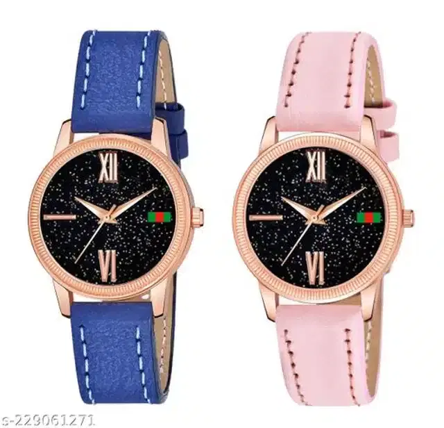 Analog Watch for Women, Pack of 2 (Multicolor)