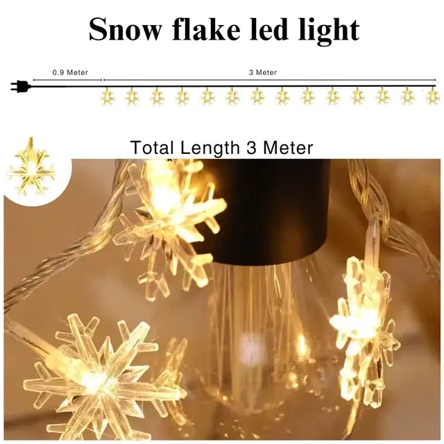 Mprow 3 Meter 14 Led's Snowflake Fancy Light, Warm White