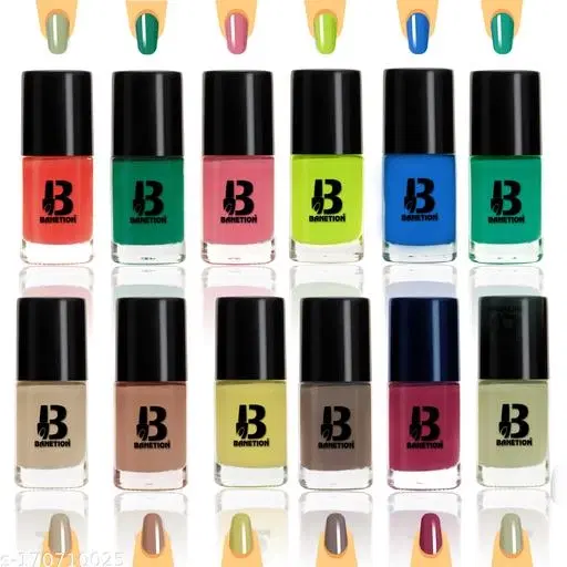 Banetion Matte Nail Polish, Multicolor, Pack of 12