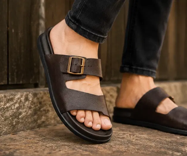 Solid Sliders for Men (Brown, 6)