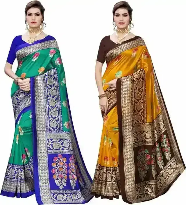 SVB Mysore Silk Saree for women's, Pack of 2 (Multicolor) (C-274)