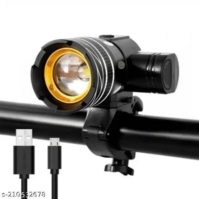Plastic Bicycle Rechargeable LED Head Light, Black