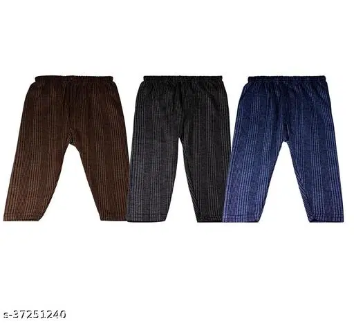 Polycotton Thermal Bottomwear for Kids, Pack of 3 (Multicolor, 0-2 Months)