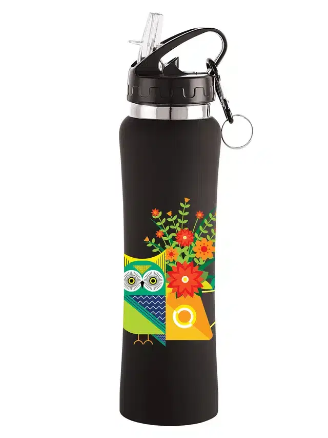 Stainless Steel Sipper Water Bottle, Black, 750 ml