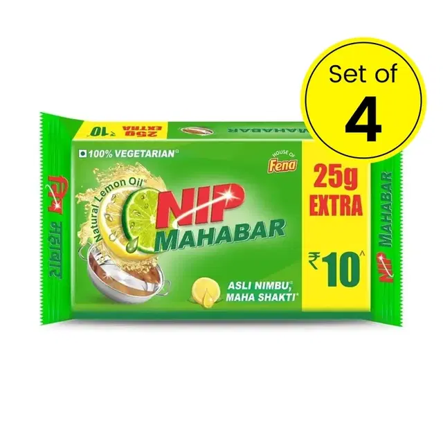 Nip Dishwash Bar (Green) 4X165 g (Pack of 4)