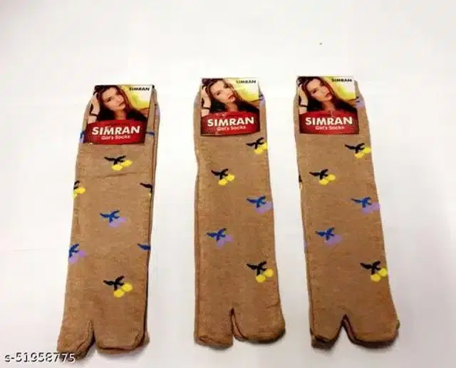 Wool Socks for Women, Set of 3 (Biege)