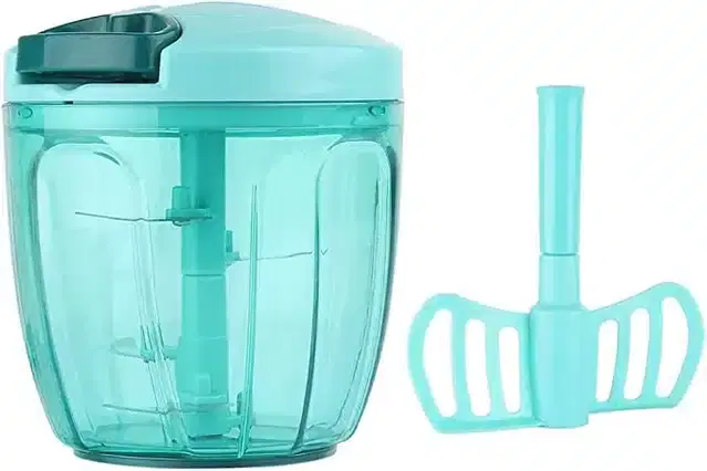 2 in 1 Plastic Jumbo Round Chopper, Green, 1000 ml