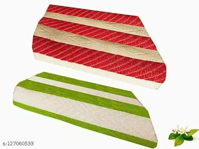 Cotton Bathing Towel, Red & Green, Pack of 2