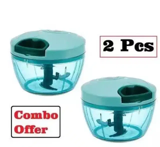 Manual Vegetable Chopper, Pack of 2, Blue