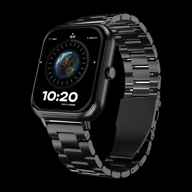 Goboult Drift Bt Calling Hd Display, 140+ Watchface, Bt Calling, Ip68 Smartwatch (Gunmetal Strap, Free Size)