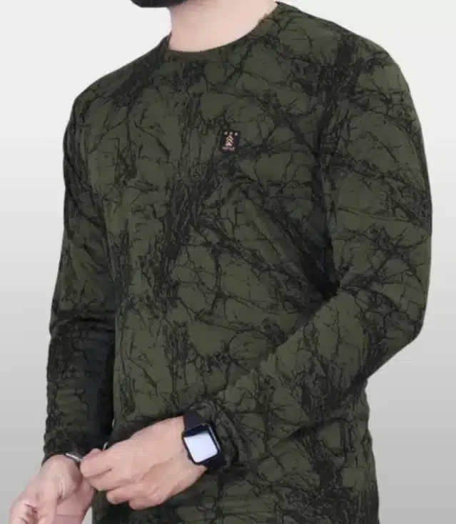 Full Sleeves Printed Men T-Shirt (Green, M)