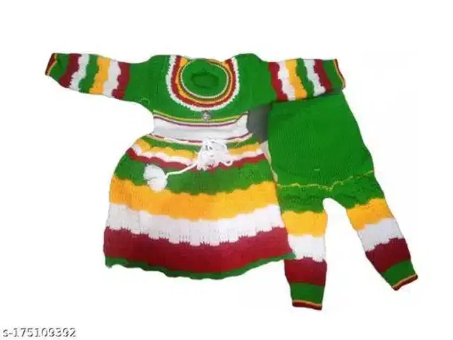 Woolen Sweater & Pant for Girls (Multicolor, 0-3 Months)