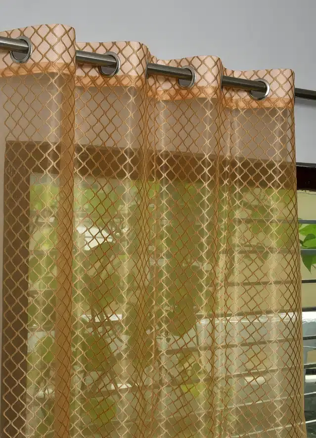 Netted Window & Door Curtains, Pack of 2, Gold, 5 feet