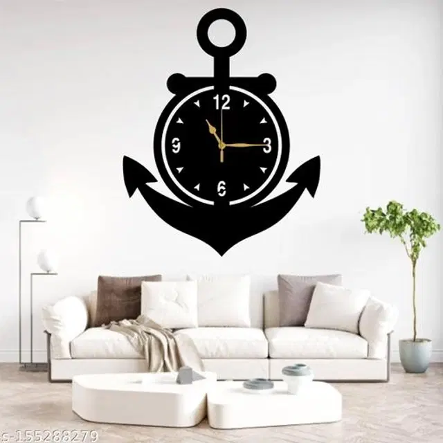 Wooden Wall Clock for Home, Black