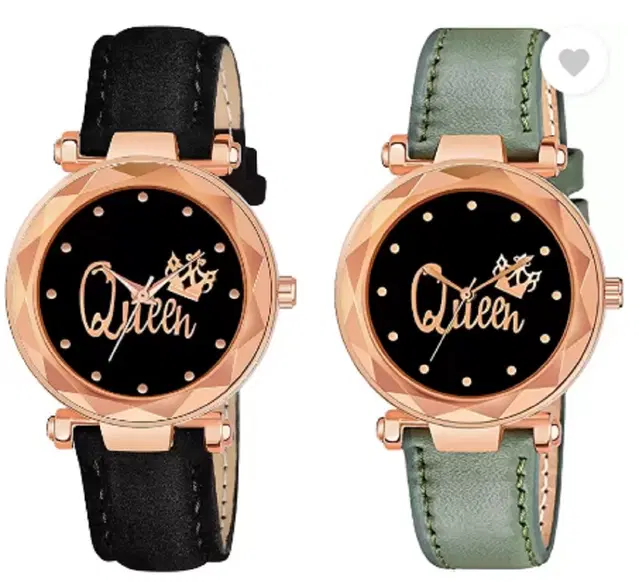 Analog Watch for Women & Girls, Pack of 2 (Multicolor)