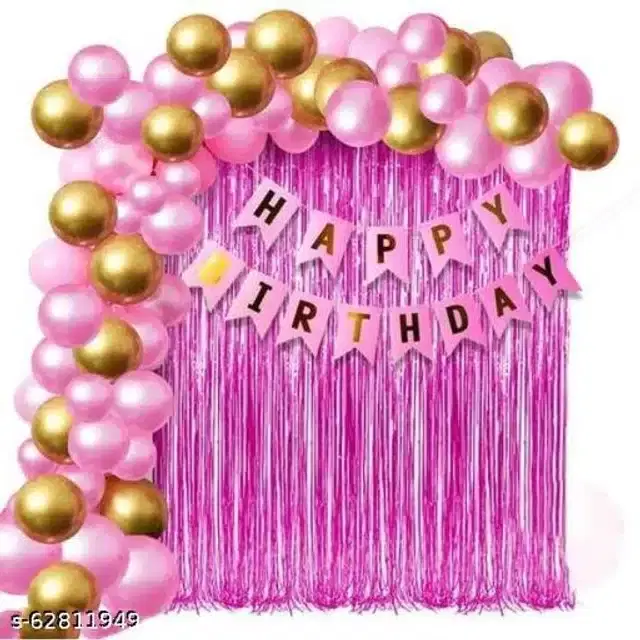 Birthday Party Decoration Kit, Pink & Gold, Set of 33
