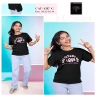 Cotton Printed Tops/Tunics for Girls, Black (36)