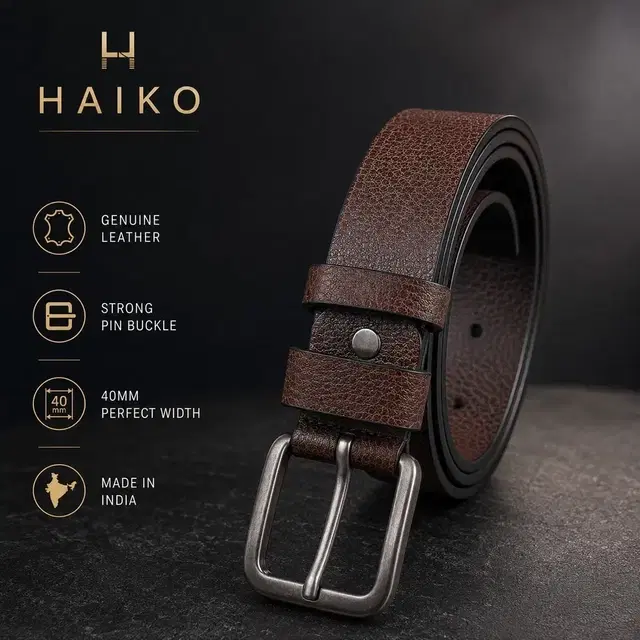 PU Solid Belt for Men, Brown(32)