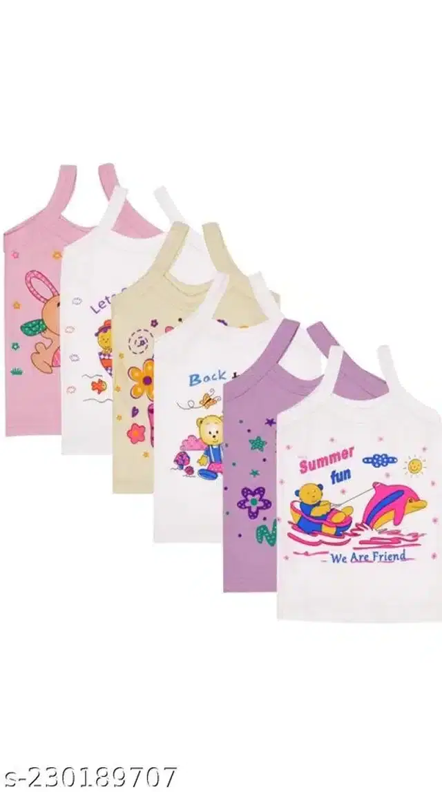 Cotton Vest for Kids, Pack of 6 (Multicolor, 0-3 Months)