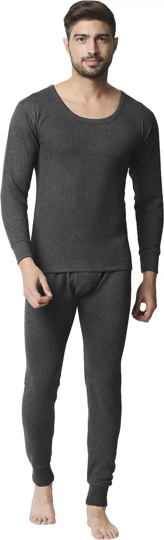 Polycotton Thermal Set for Men (Grey, XL)