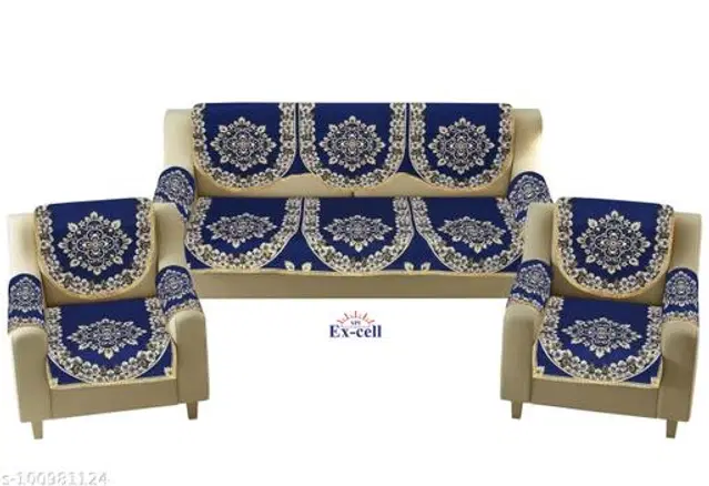 Polycotton 5 Seater Sofa Covers, Blue, Set of 1