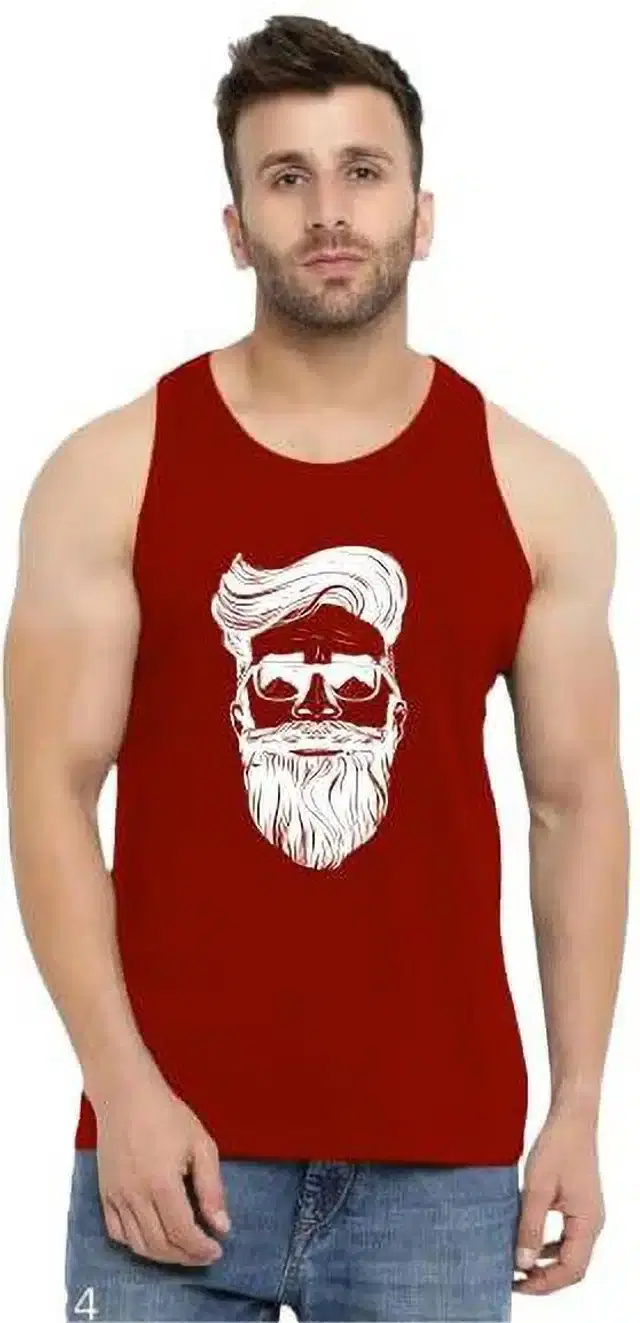 Mens Printed Gym Vest (Maroon, M) (S-58)