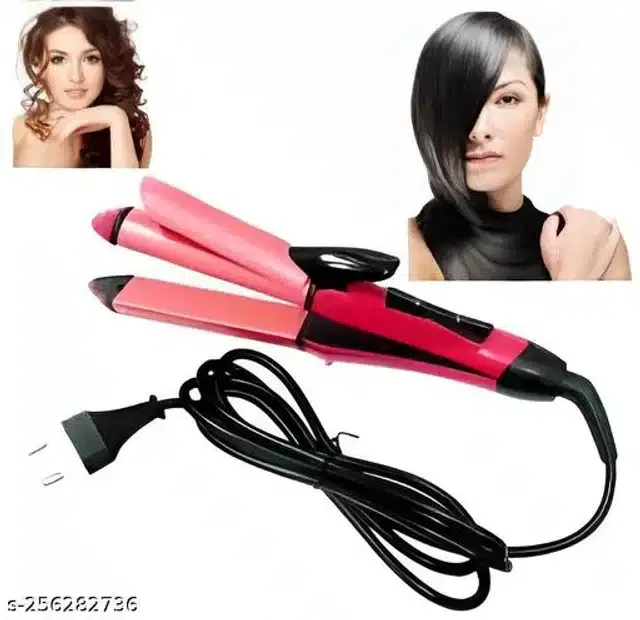 2 in 1 Hair Straightener & Roller, Pink, 50 W