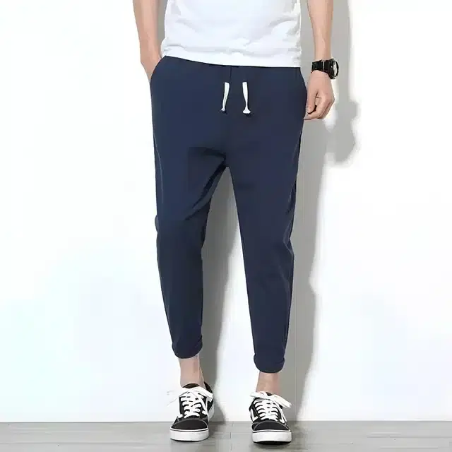 Polycotton Solid Trackpant for Men (Navy Blue, M)
