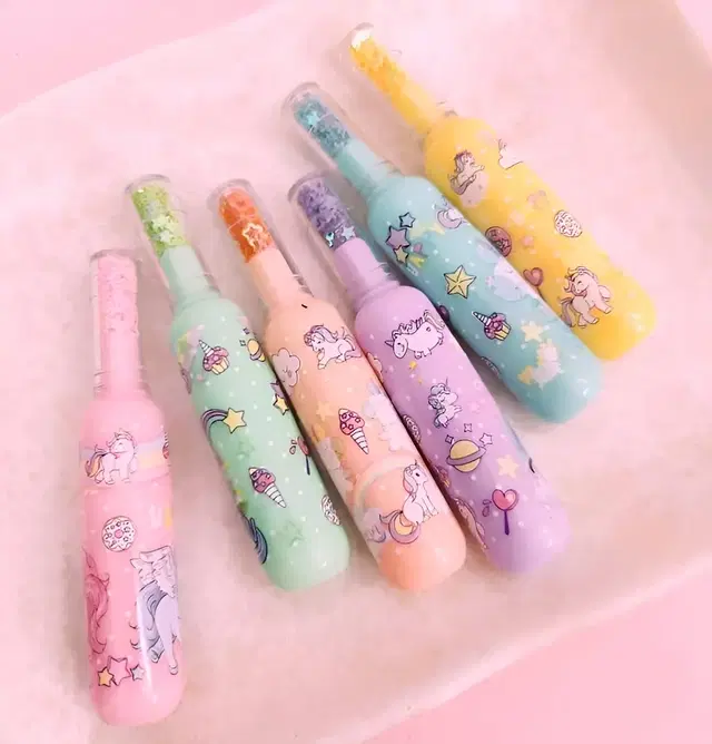 Unicorn 6 Pcs Glitter Highlighters Pen Office Stationery & Kids, Pack of 6