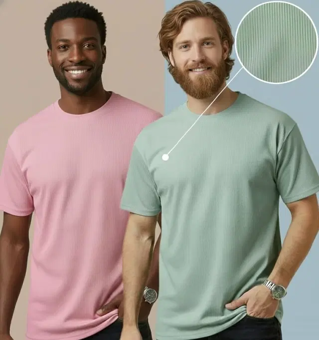 Polyester Round Neck T-shirt for Men, Multicolour, Pack of 2 (M)