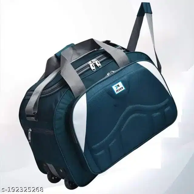 Polyester Strolley Duffel Bag, Teal, 40 L