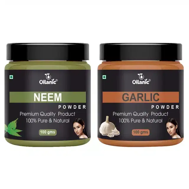 Natural Neem & Garlic Powder for Skin & Hair, Pack of 2, 100 g