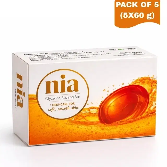 Nia Glycerine Bathing Soap 5X60g (Pack of 5)