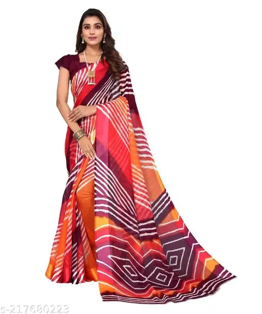 Linen Blend Saree for Women (Purple, Free Size)