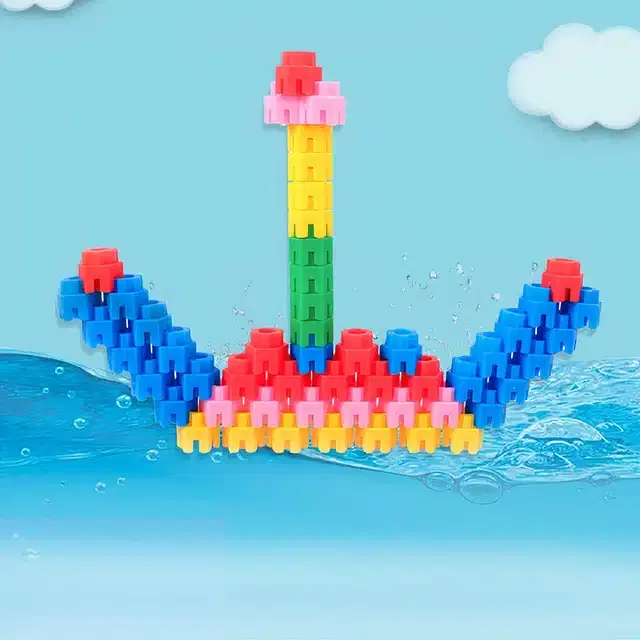 Plastic Educational Hexagonal 200 Pcs Building Blocks Toy Set for Kids, Multicolor