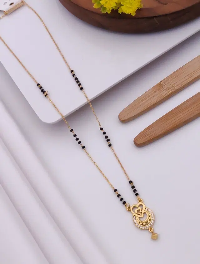 Alloy Gold Plated Mangalsutra for Women, Gold